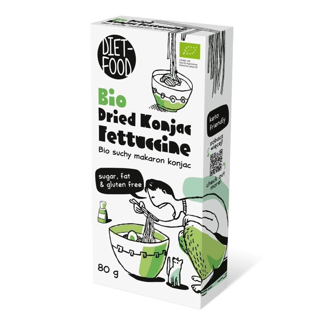 Fettuccine Konjac Shirataki Organic 80g - Lavt kalorieindhold og lavt kulhydrat, glutenfri, lavt kulhydrat, velegnet til keto diæter, med tapiokamel