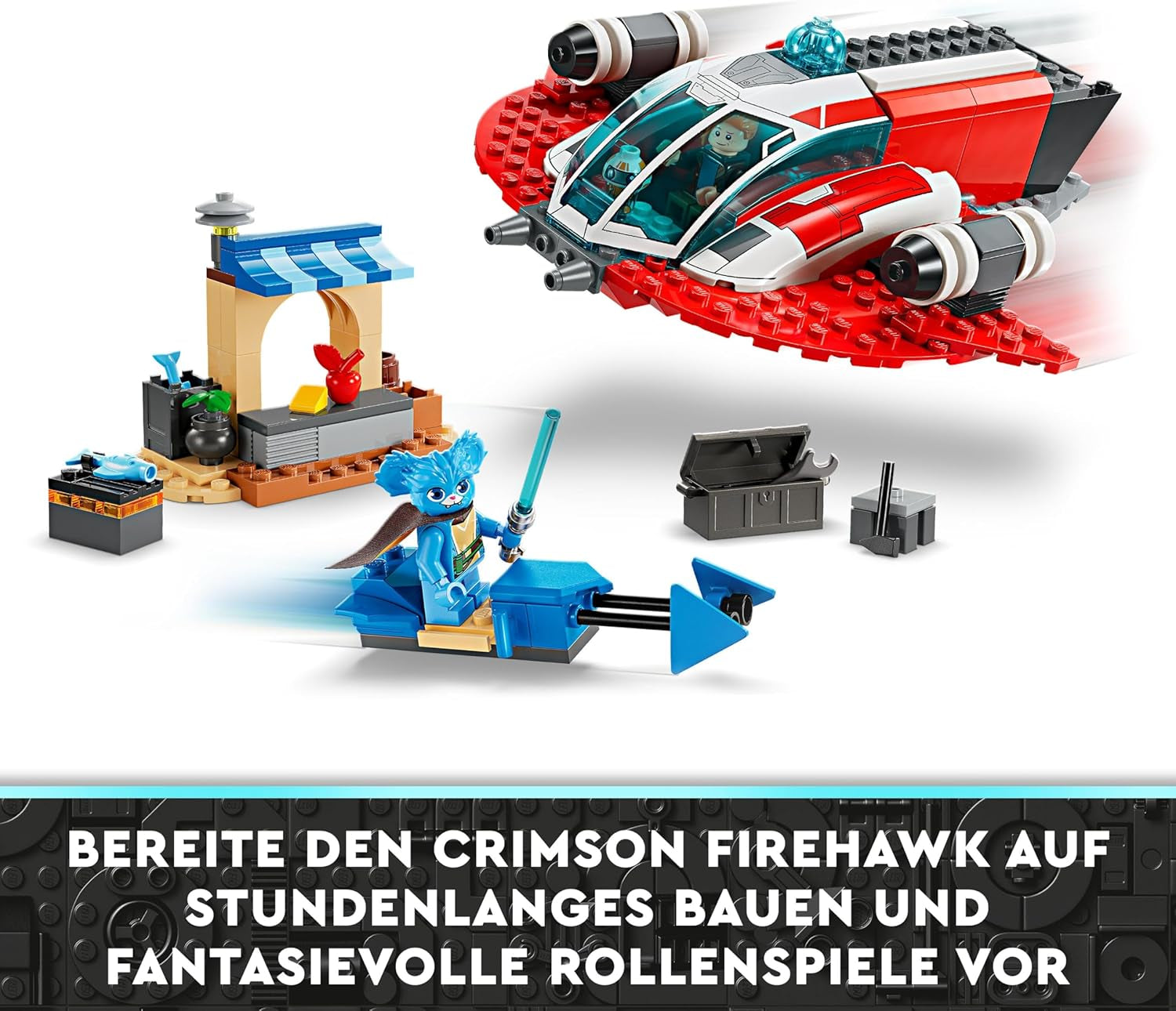 LEGO Star Wars: The Adventures of the Young Jedi Crimson Firehawk, startsæt til børn med bygbart rumskib, speedercykel og 3 figurer, gave til drenge og piger 4 år gamle 75384 byggesæt Besuche den LEGO-Store