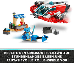 LEGO Star Wars: The Adventures of the Young Jedi Crimson Firehawk, startsæt til børn med bygbart rumskib, speedercykel og 3 figurer, gave til drenge og piger 4 år gamle 75384 byggesæt Besuche den LEGO-Store