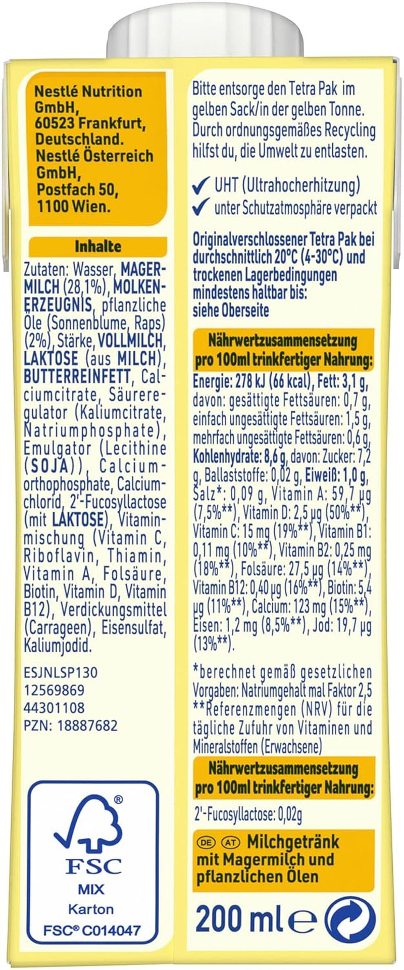 BEBA Junior drikkeklar mælkedrik 1-3 år, med HMO, aldersegnet proteinindhold, palmeoliefri, fiskeoliefri, småbørnsmad, pakke med 6 (6 x 200 ml)