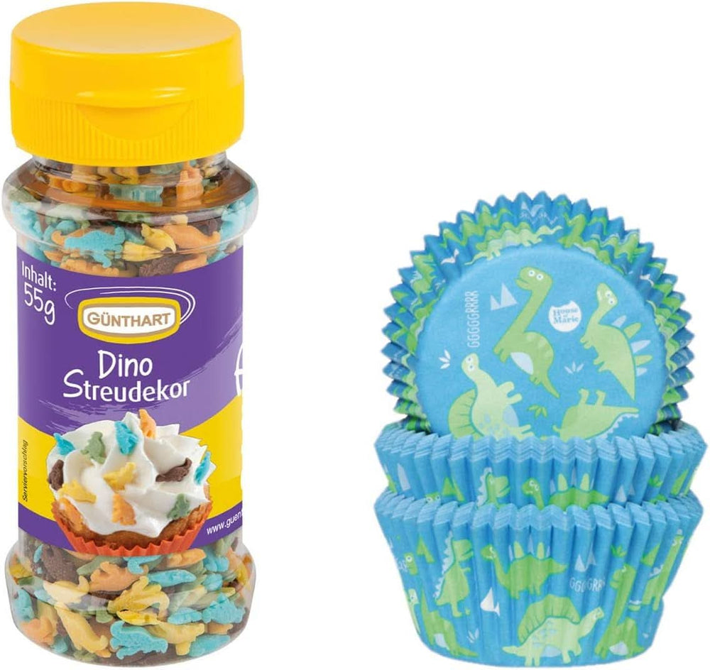 Sæt Günthart Backdecor, Dino sprinkles, 55 gram og 50 papirposer Sprinkles Naty Shop