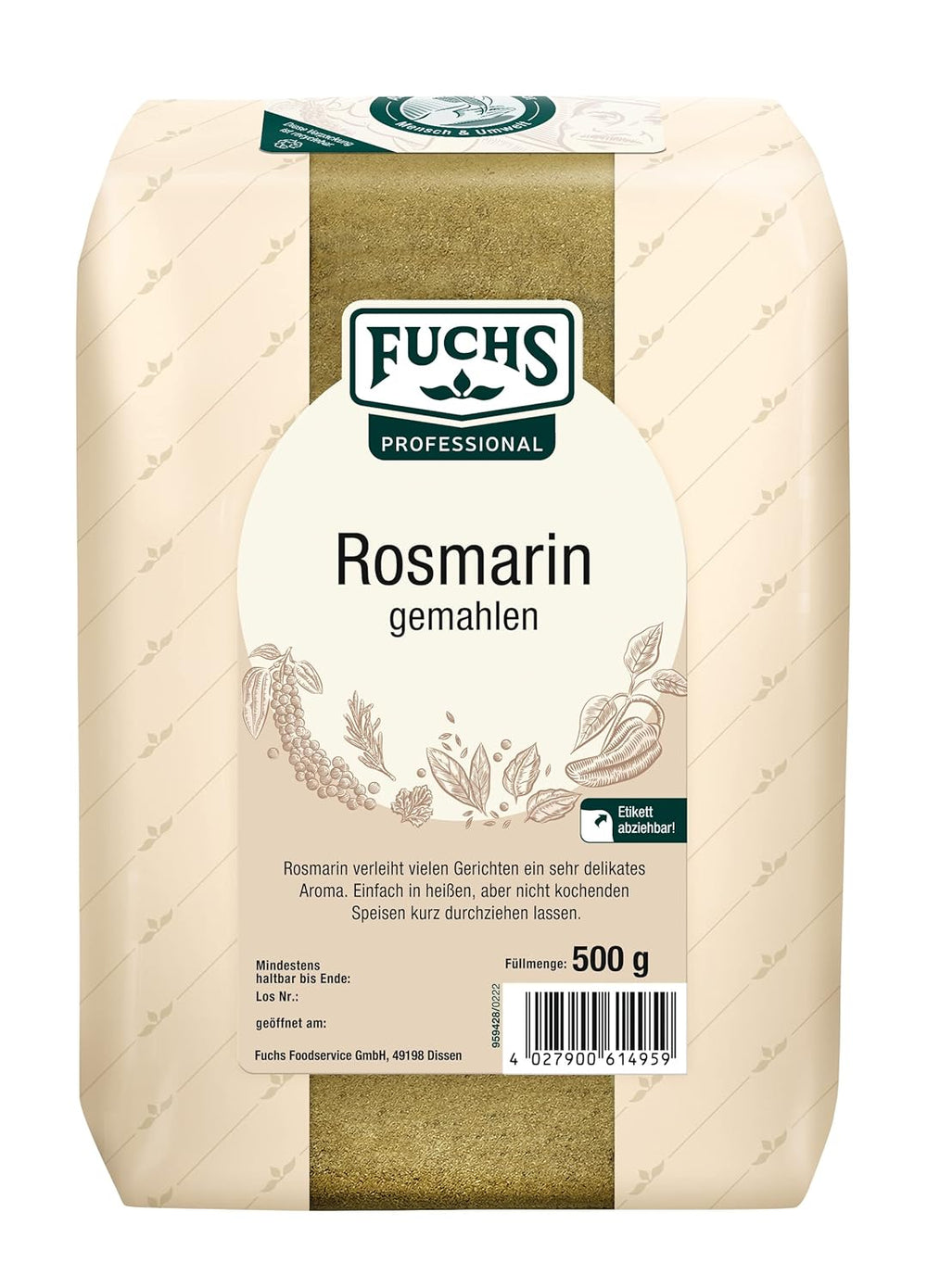 - Rosemary gemahlen | Für Rosmarin-Kartoffeln og Lamm-Gerichte | Profi-Qualität für Großverbraucher | 0,6 kg im genanvendelig taske