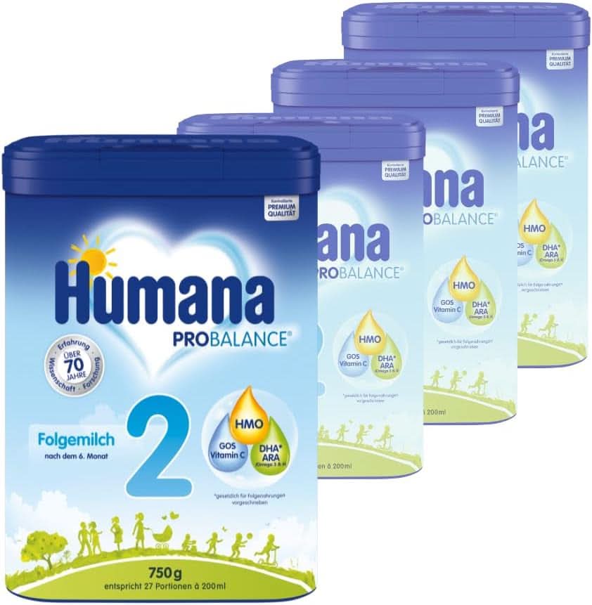 Humana PROBALANCE 2 tilskudsmælk, efter 6. måned, 750 gram Mor og Barn Naty Shop 4 x 750 gram