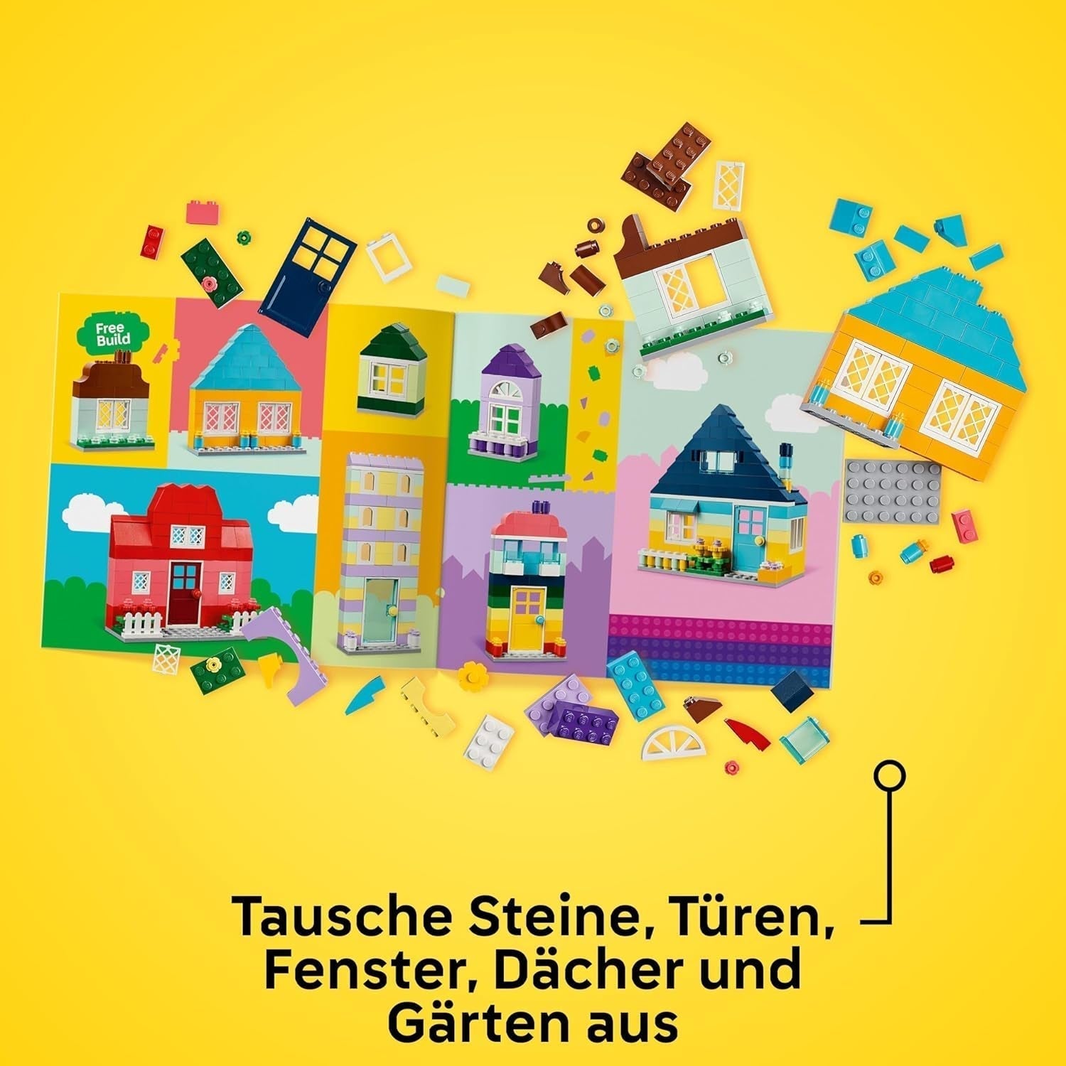 LEGO Classic kreative huse, byggeklodser til børn, 850 klodser byggelegetøj, husbygningslegetøj med tilbehør, gave til drenge og piger 4 år gamle 11035 byggesæt Beuche den LEGO-Store