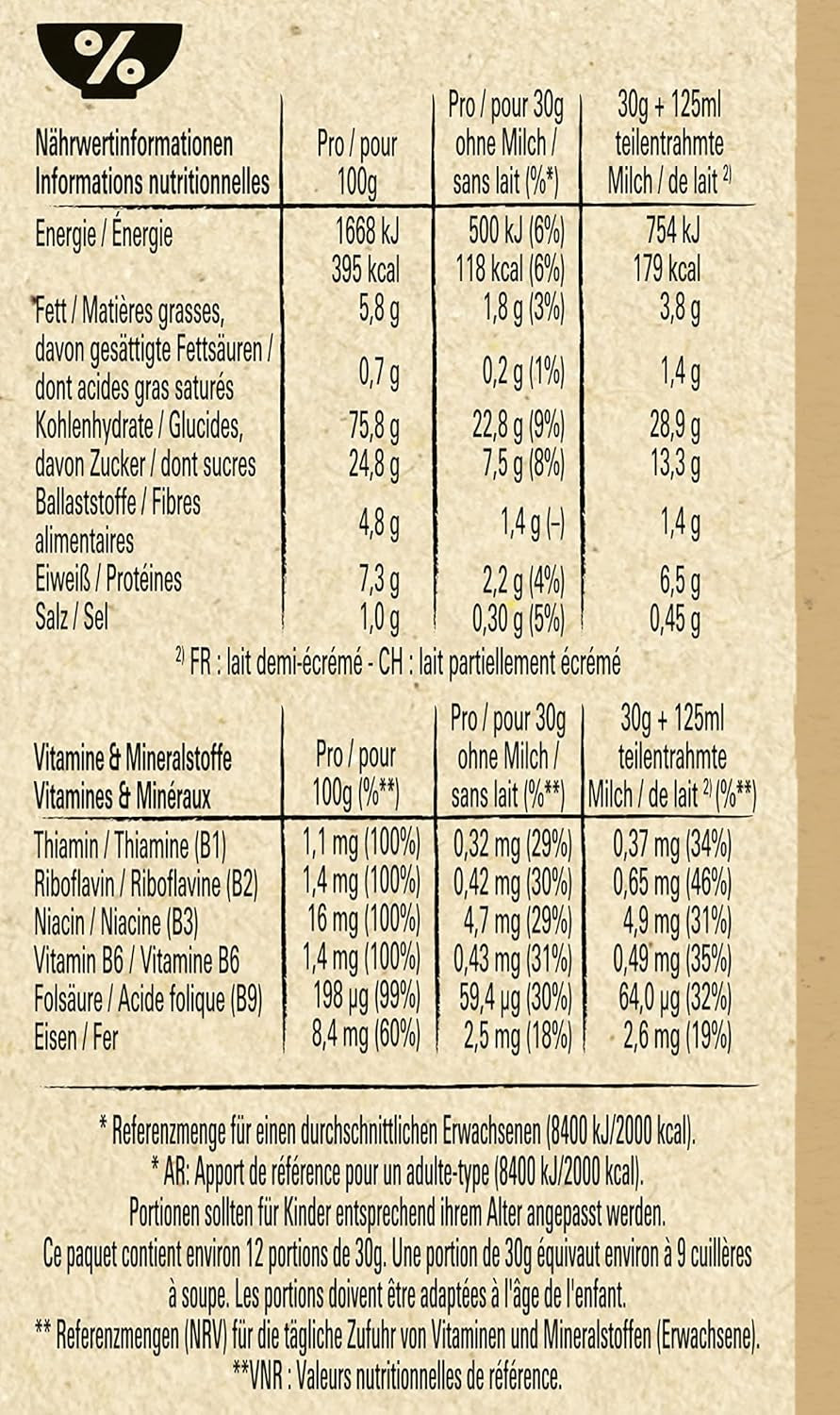 Churros morgenmadsprodukter med 42 % fuldkornsindhold 3 pakke (1x360 g)