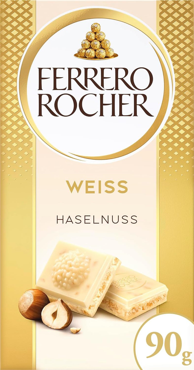 Ferrero Rocher Bar - Hvid chokolade med hasselnød - Valentinsdagsgave til ham og hende - 1 chokoladebar x 90 g