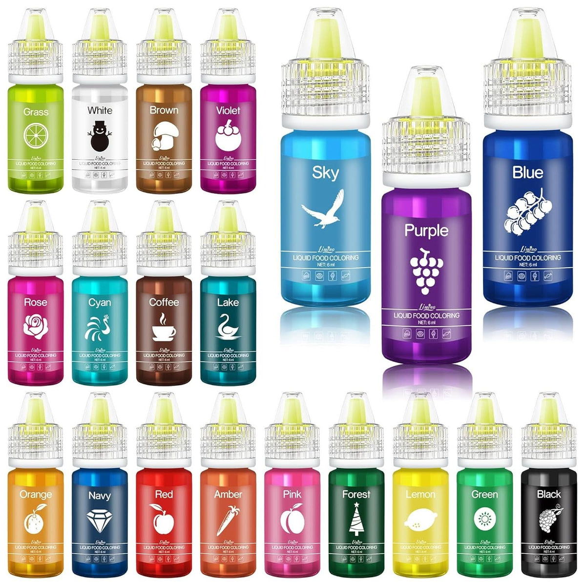 Koncentrerede flydende madfarver til kager Naty Shop 20 x 6 ml