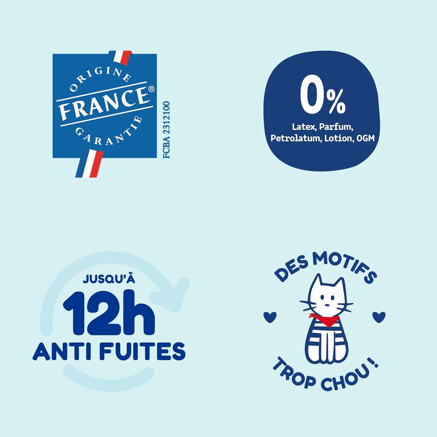 - Blestørrelse 1 (2-5 kg) – sund og ekstremt absorberende – 12 timers lækagesikker – ohne unerwünschte Substanzen – fremstillet i Frankrig – overkommelig pris – 120 engangsbleer