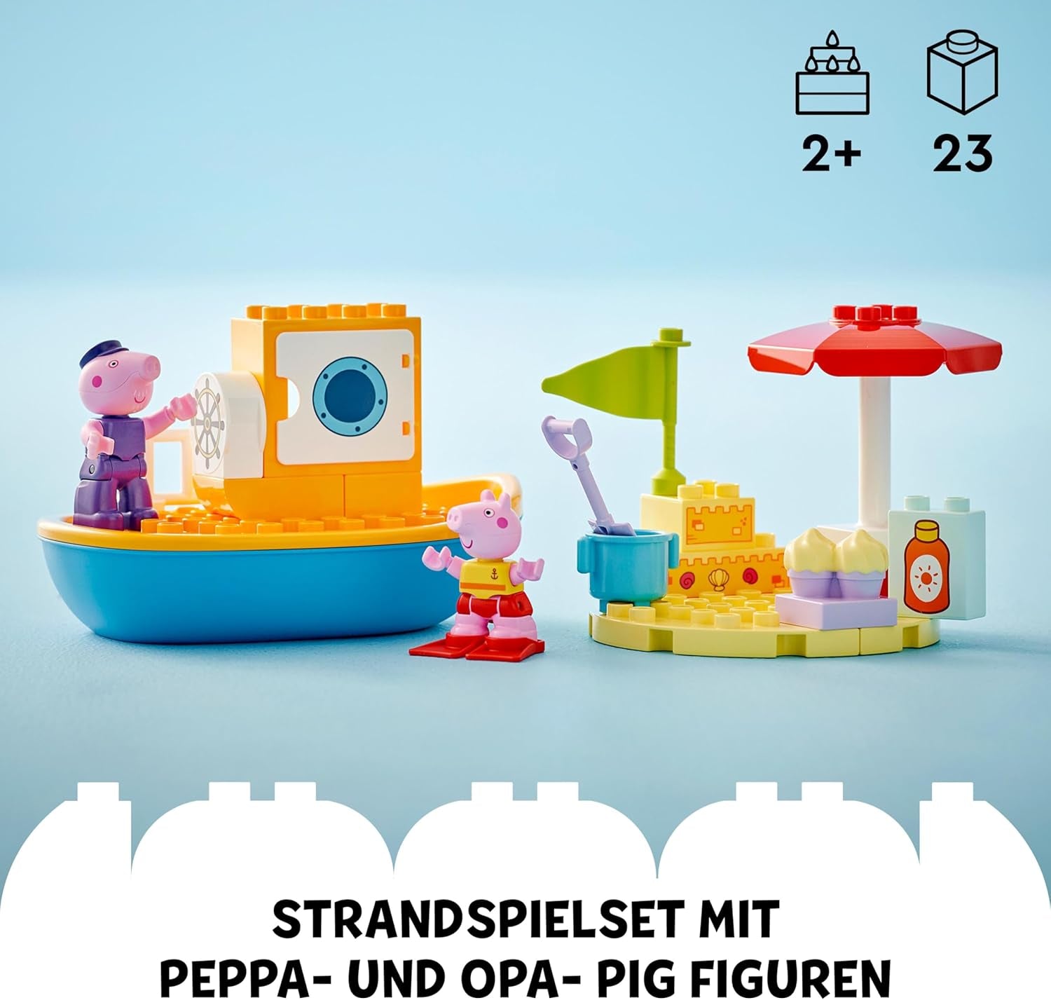 LEGO DUPLO Peppas bådtur: Legetøjsbådslegesæt til bygning og genopbygning med 2 figurer, kreativt legetøj, gaveidé til 2-årige, drenge og piger 10432 byggesæt Besuche den LEGO-Store