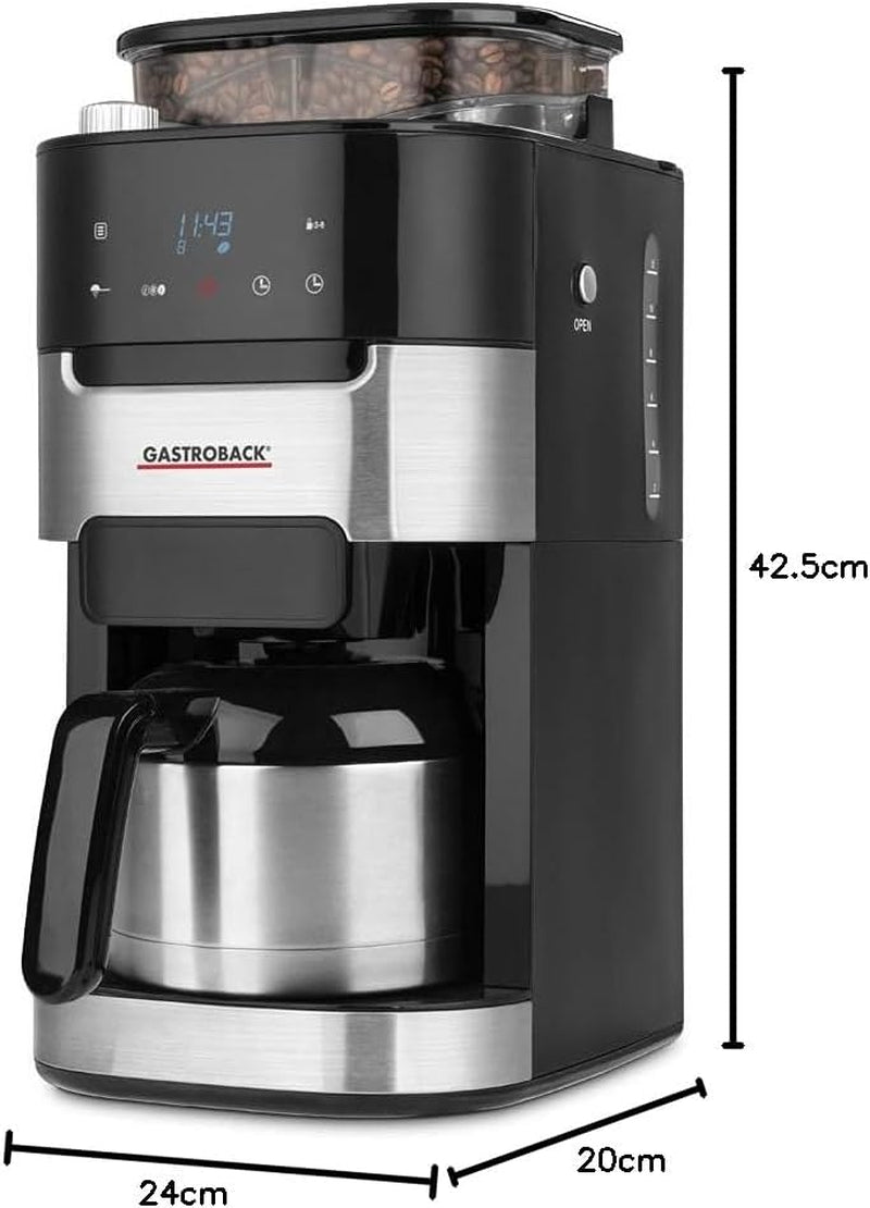 Espressor termo GASTROBACK Grind & Brew Pro, argintiu, negru