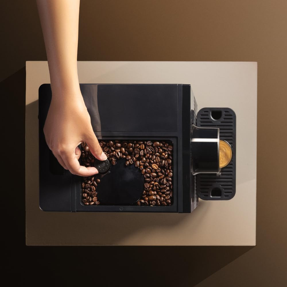 Espressor compact Cecotec Cremmaet Cube, 1350 W, sistem de presare 10 g, sistem de pre-infuzie, 19 bar, sistem thermoblock, 5 setări de măcinare, panou de control tactil