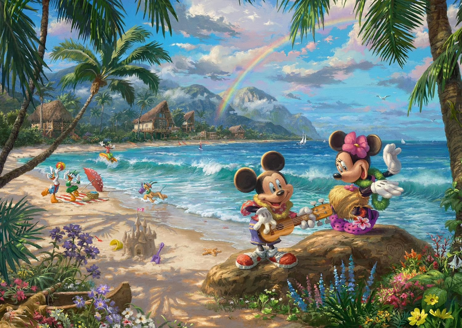 Schmidt Spiele Thomas Kinkade 57528, Disney, Mickey și Minnie în Hawaii, Puzzle Jigsaw de 1000 de piese, colorat [Exclusiv pe Amazon] Puzzle Naty Shop