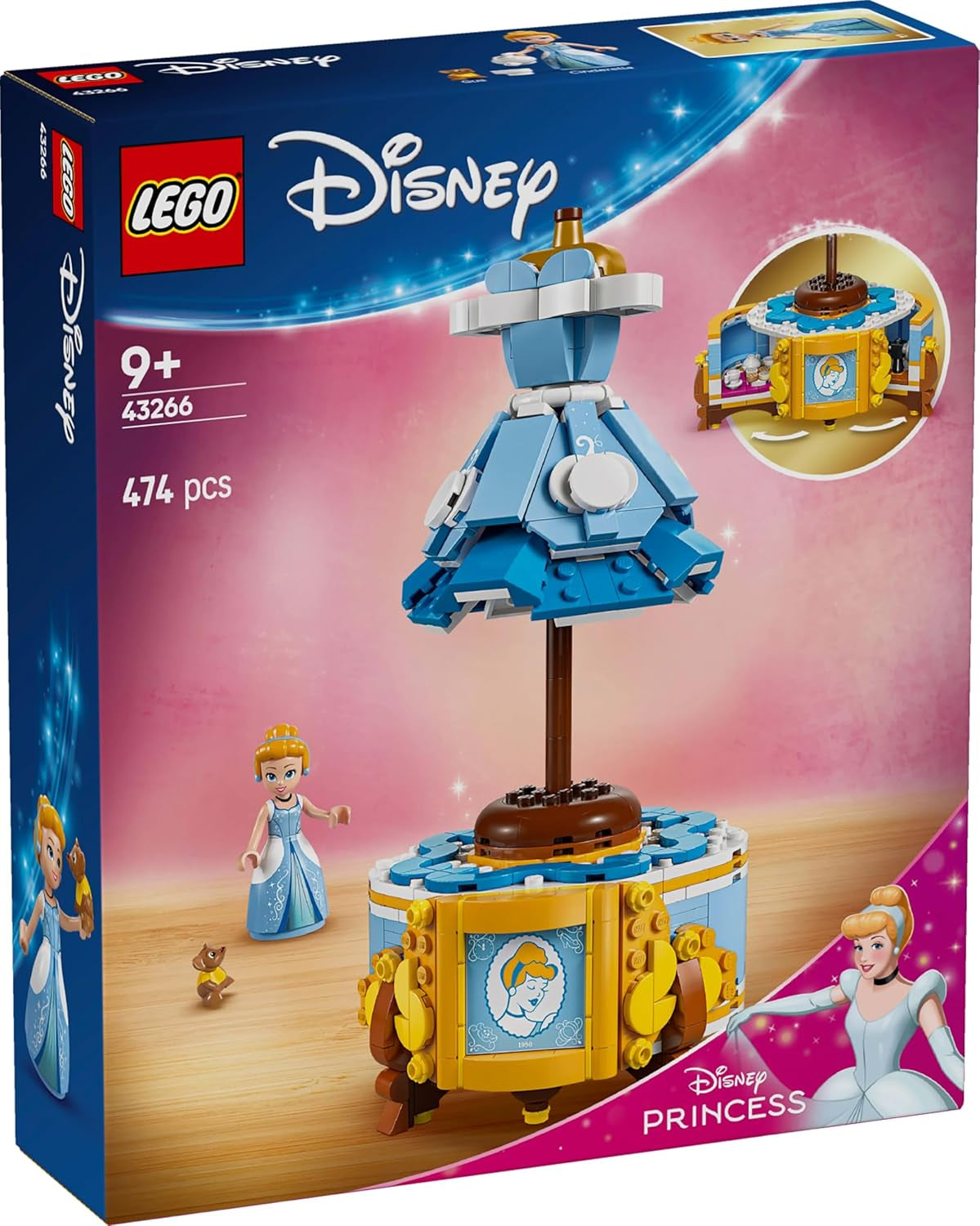 LEGO Ç€ Disney Princess Askepotkjole, legetøj til drenge og piger fra 9 år - inkluderer en kjolebøjle, en Askepot minidukke og en musefigur - Kreativt legesæt 43266 Byggesæt Beuche den LEGO-Store