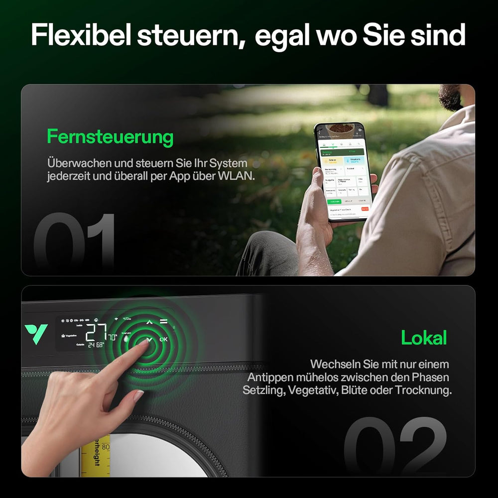 VGrow All-in-One Smart Grow Box, Professionelt system med Samsung LM301H EVO Grow Lamp, Avanceret cirkulations- og ventilationssystem, kunstvanding, næringsstofforsyning til indendørs hydroponics