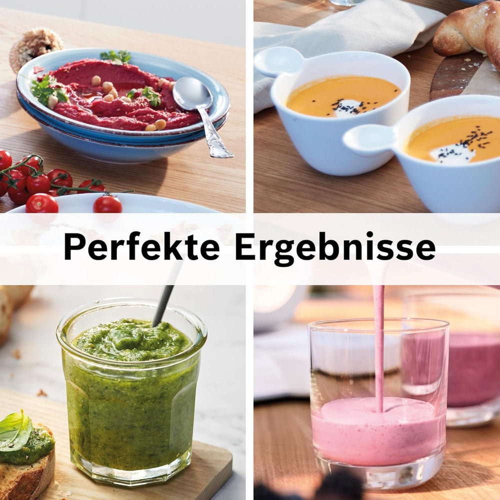 Bosch Standmixer Vitapower Serie 4 MMB6177S, Edelstahl-Klingen Made in Germany, 1,5L Thermosafe Glasbehälter, 0,6L To-Go-Flasche, Stopfer, Universalzerkleinerer, 30.000 U/Min, 1200 W, Silver Kitchen Naty Shop