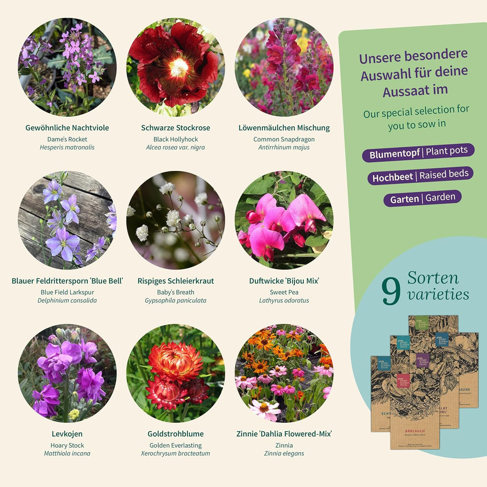 Magic Garden Seeds - Flower Nostalgia Frøsæt - 9 traditionelle sommerblomster i rustik havestil - Duftende, farverig og nostalgisk - Gaveidé til haveelskere
