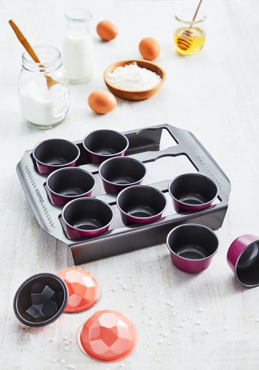 Tefal Creabake J3040104 Kuchenform, 9 Mulden, Antihaftbeschichtung, Austauschbar, Perfektes Backen, Kreative Und Leckere Rezepte, Nicht Kompatibel Mit Cake Factory, Creabake Matrite si tavi pentru copt Naty Shop