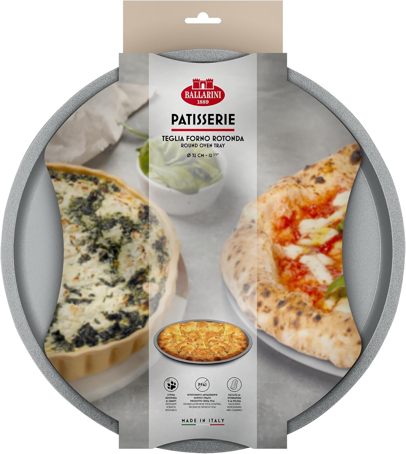 Ballarini, Bradepande, forskellige modeller Forme og bageplader Naty Shop Grå Rund bradepande 32 cm