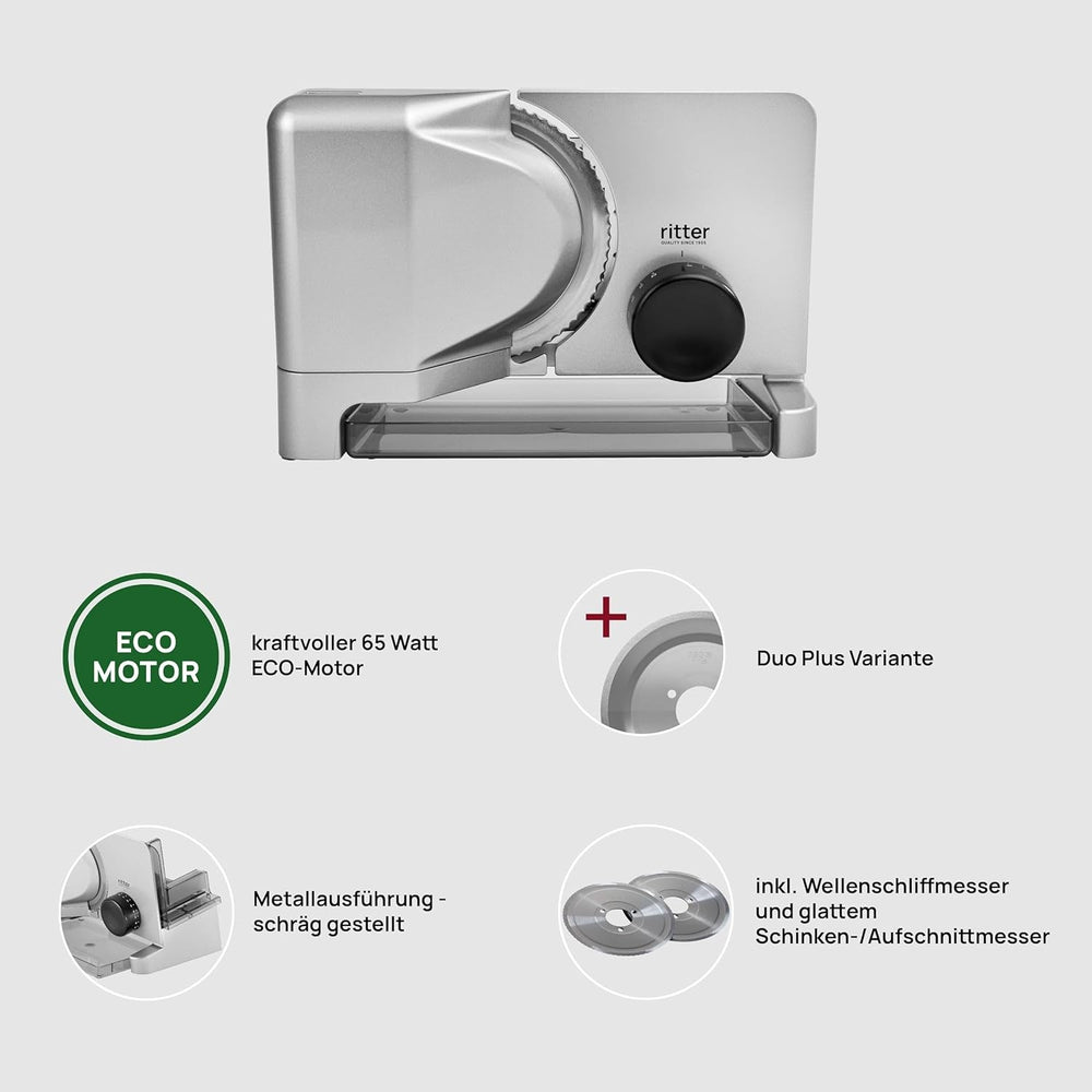 Ritter E 16 Duo plus multifunktionel elektrisk skæremaskine, fremstillet i Tyskland Rivejern og skæremaskiner Naty Shop