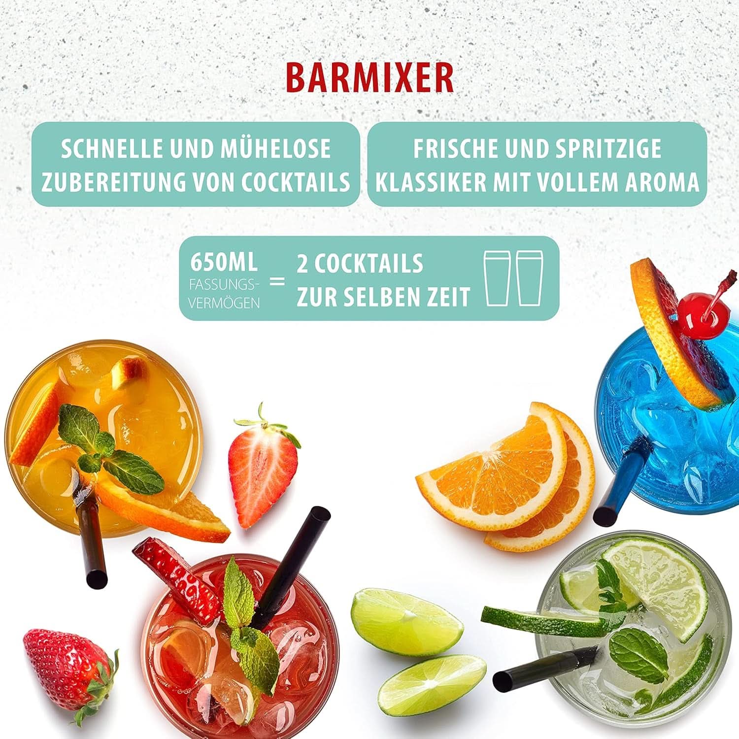 Clatronic® Barmixer U. Milchaufschäumer | Smoothiemaskine | 650Ml Edelstahlbehälter | Praktischer Becherhalter | Blander | 2 Geschwindigkeitsstufen | Kraftvoller 65 Watt Motor | Chromdesgin | BM 3472 Køkken Naty Shop