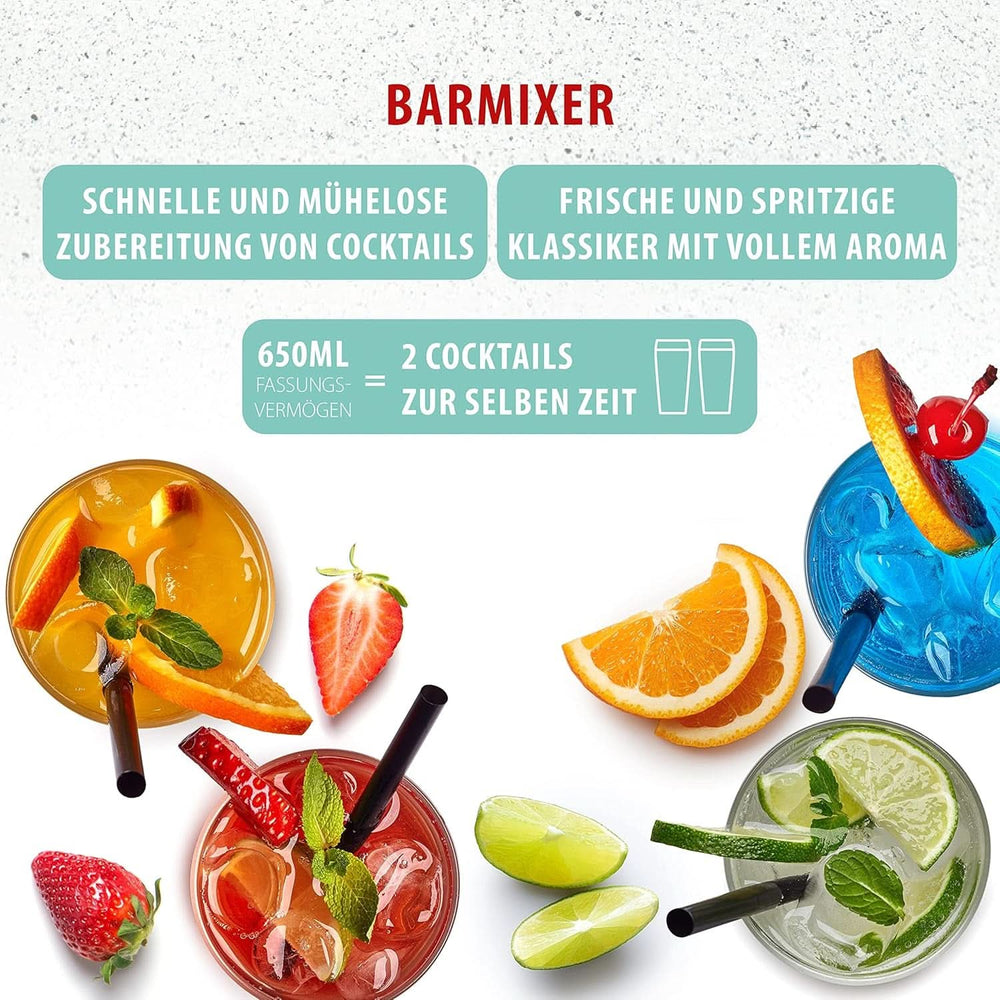 Clatronic® Barmixer U. Milchaufschäumer | Smoothiemaskine | 650Ml Edelstahlbehälter | Praktischer Becherhalter | Blander | 2 Geschwindigkeitsstufen | Kraftvoller 65 Watt Motor | Chromdesgin | BM 3472 Køkken Naty Shop