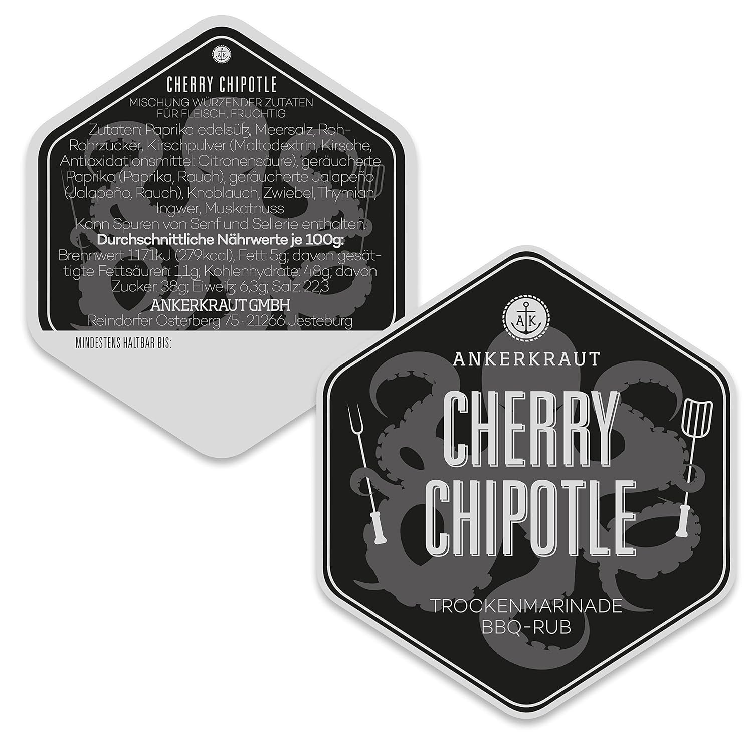 Ankerkraut Cherry Chipotle BBQ Rub, Rub Gewürzmischung für Rind, Schwein, Chicken Wings og Pulled Pork, 220g im Streuer
