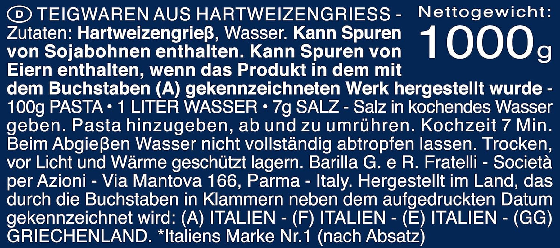 Barilla durumhvede pasta Maccheroni n. 44 – Pakke med 1 (1x1 kg)