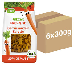Freche Freunde Økologiske grøntsagsnudler 'Gulerod' 25 % grøntsagsindhold Vegansk 6-pak (6 x 300 g)
