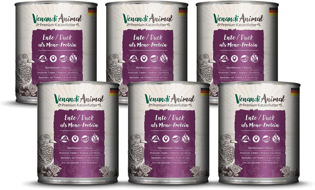Venandi Animal Premium Hrană umedă pentru pisici, Tasting Pack III, pui, curcan, vită, pui + iepure, vițel, curcan, 6 X 200 G, fără cereale și naturală, 1.2 Kg