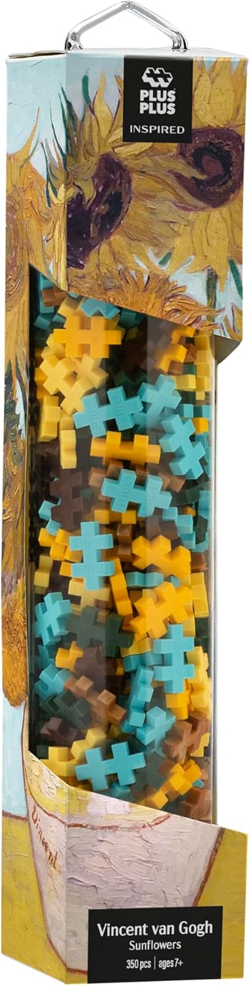 Plus-Plus 5163 Geniales Konstruktionsspielzeug, Sonnenblumen von Vincent Van Gogh, Inspired-Edition, Kreativ-Bausteine ​​Tube, 350 Teile, Solsikker