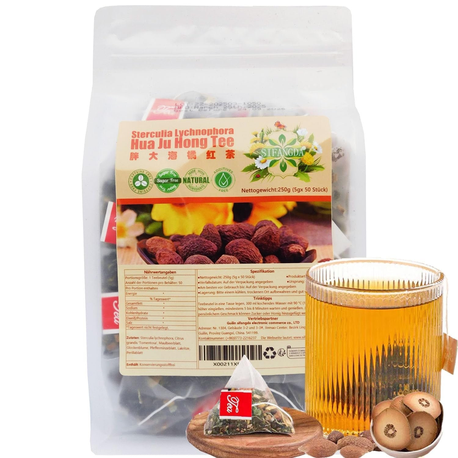 Ceai mixt cu coacăze negre, dud și trandafiri 黑枸杞桑葚玫瑰茶 8,8 oz (250 g, 5 g x 50 p) Ceai natural din plante chinezești