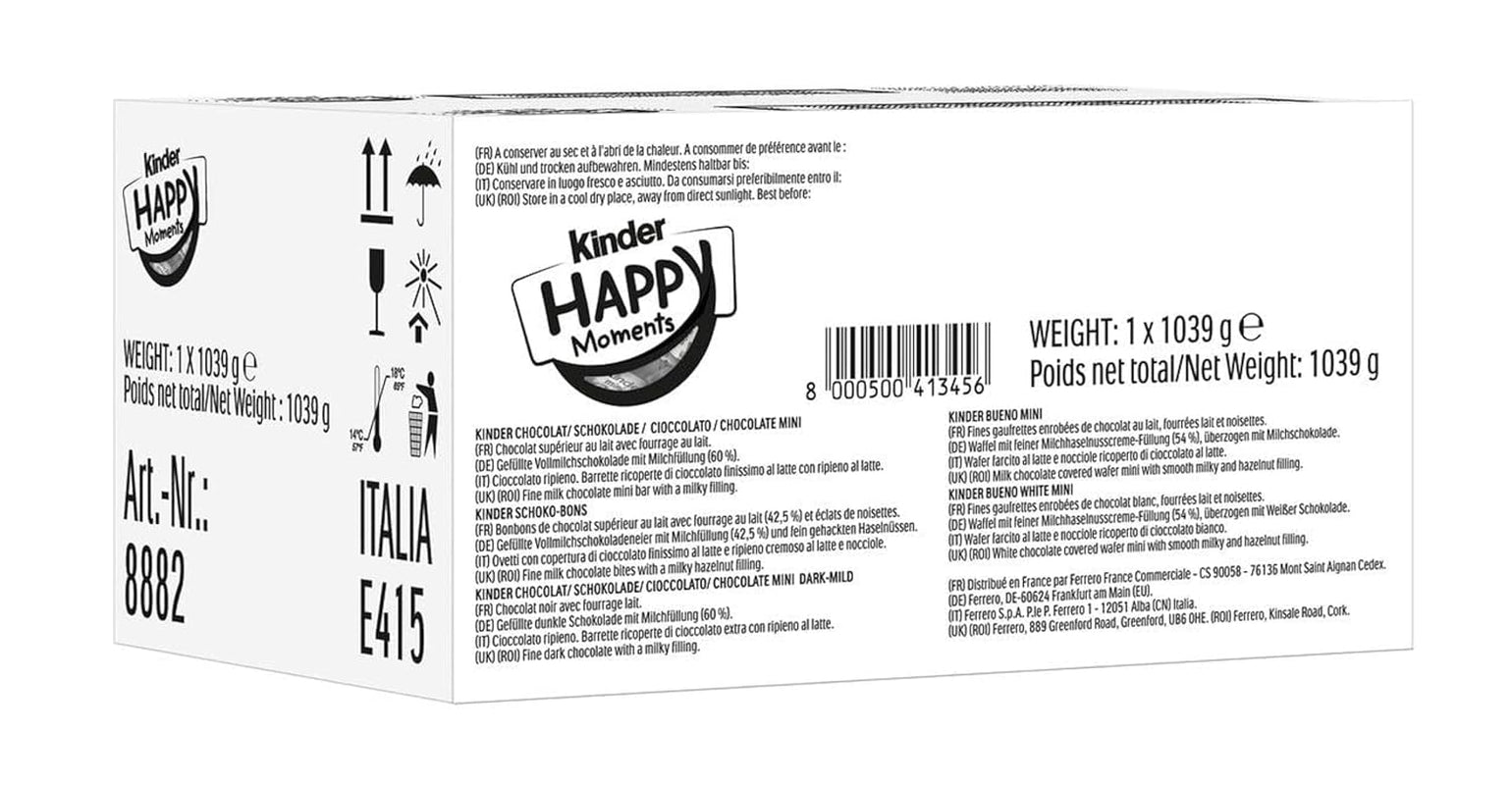 Kinder Happy Moments Mini Mix – Mischung Aus Spezialitäten Von Kinder – 5 Verschiedene Sorten – 1 X 1039 G Großpackung Schokolade Naty Shop