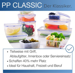 LocknLock PP Classic set borcan pentru depozitarea alimentelor 5pcs | 180ml, 350ml, 600ml, 870ml, 3.6L | 100% etanș la aer și apă | fără BPA | organizator pentru congelator și frigider | sigur pentru mașină de spălat vase și microunde Cutii depozitare alimente Naty Shop