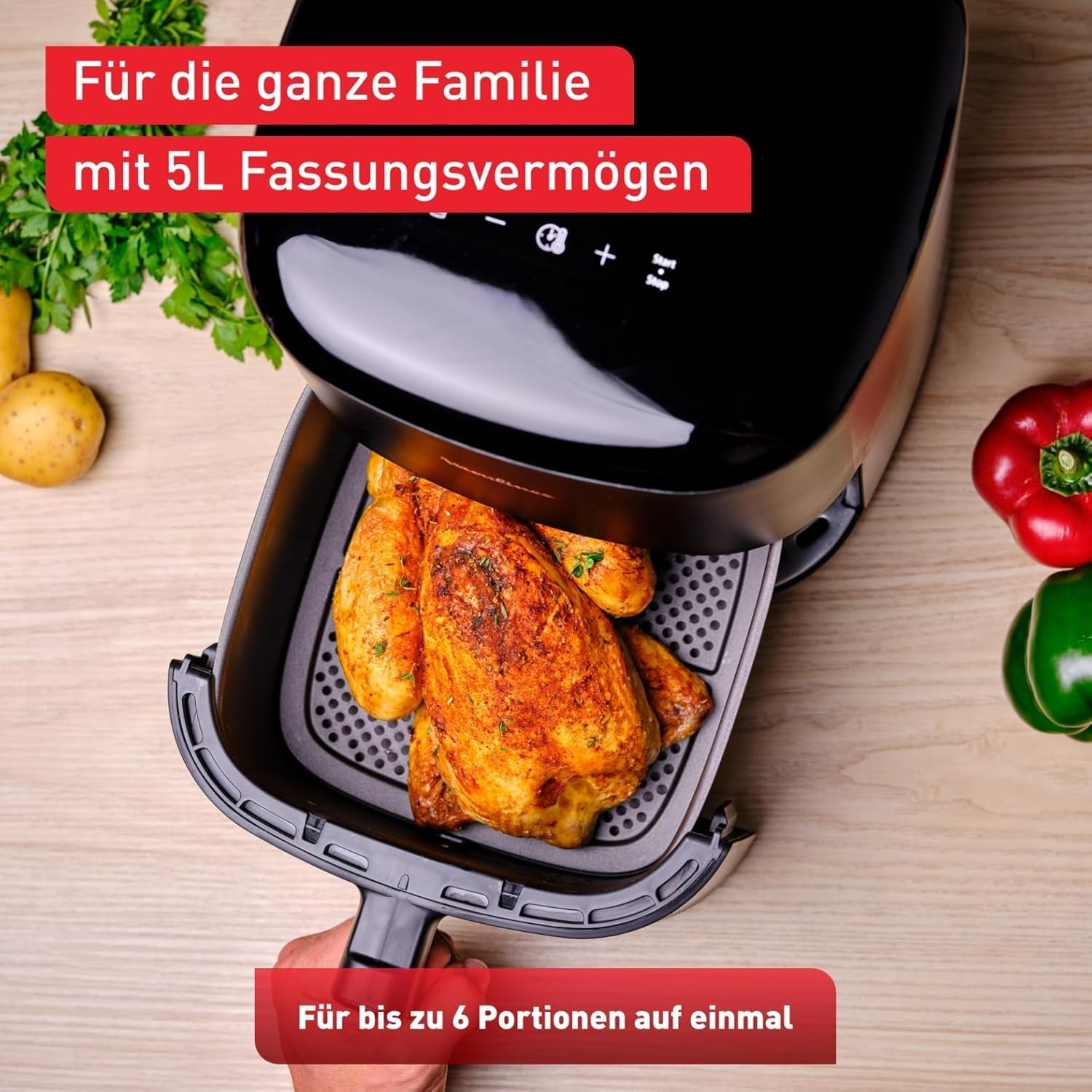 Tefal Easy Fry Max EY2458, 5 liter, Hot Air Fryer, 10 automatiske tilberedningsprogrammer, digital touchskærm Hvidevarer Naty Shop