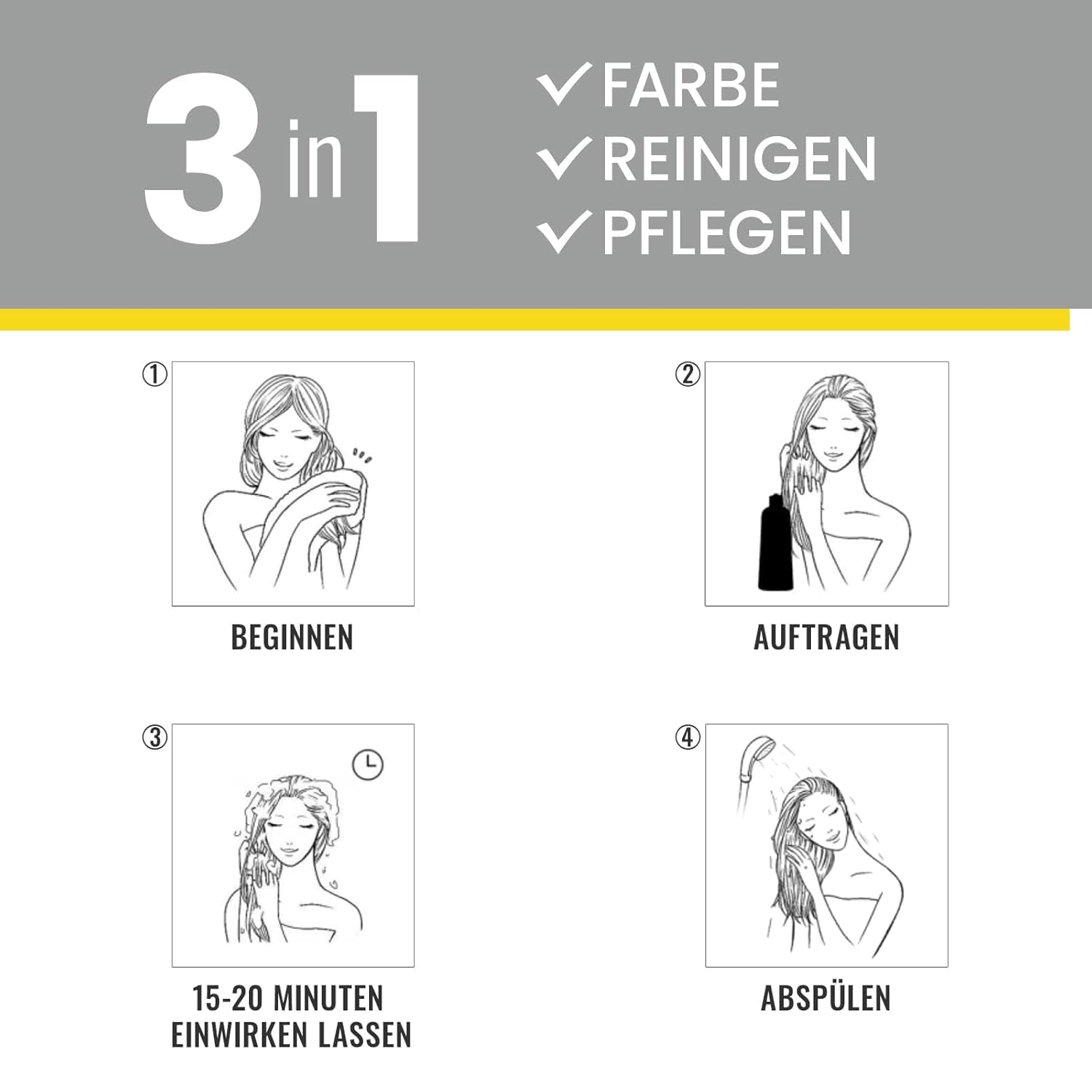 Șampon negru pentru vopsirea părului gri, șampon negru pentru vopsirea părului gri 3 în 1, șampon pentru vopsirea părului pentru bărbați și femei, șampon împotriva părului gri (500 ml) Vopsea pentru par Naty Shop