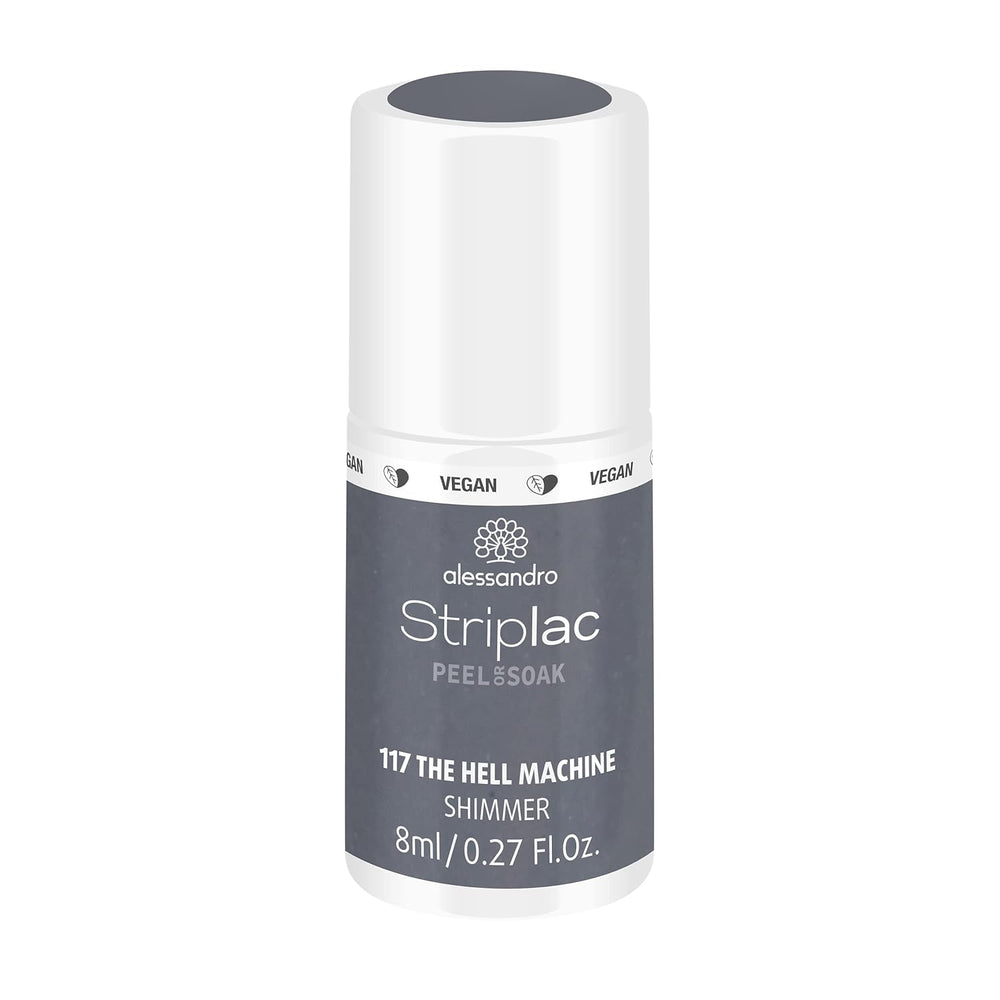 UV-neglelak alessandro Striplac Midnight Black – Delikat og langtidsholdbar – Nem fjernelse takket være peel-off fjernelsesteknologi – Vegansk og grusomhedsfri – 8 ml
