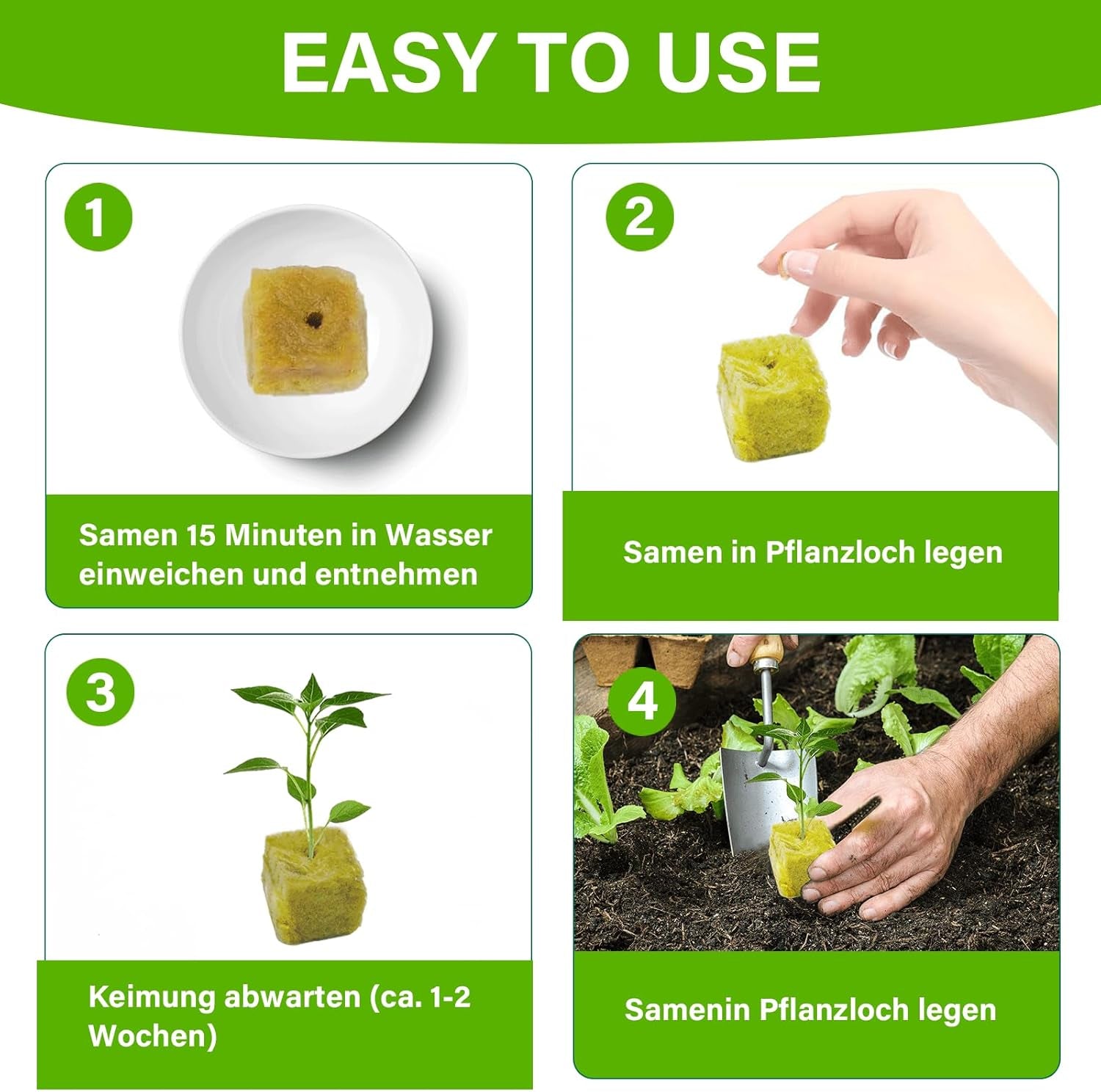 100 Stück Steinwolle Anzucht Würfel 2,5x2,5x2,5CM Rockwool Cube Anzuchtmatte Steinwolle Anbau Hydrokultur Umpflanzen für Bodenlose Anzucht Setzlinge Stecklinge Klonpflanzen