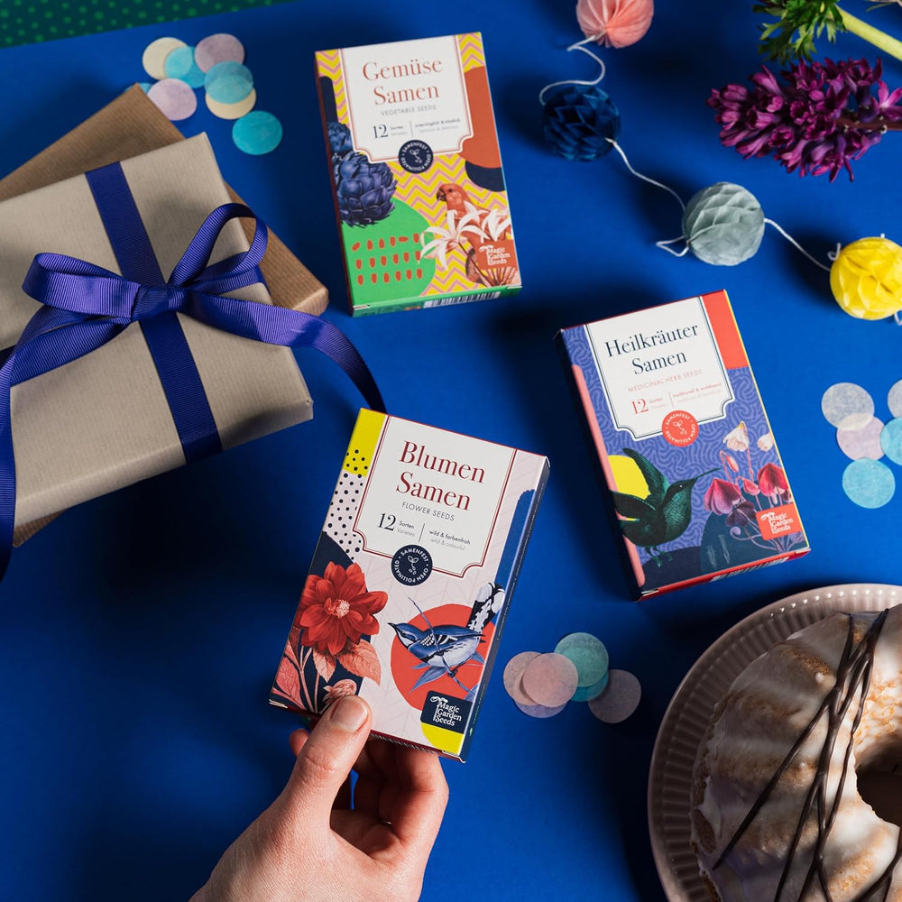 Blooming Rainbow - 6 gratis bestøvede blomsterblandinger - Spektakulære og farverige - Frøsæt til begyndere, som en lille gave eller til personlig brug