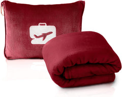Eversnug Travel Blanket And Pillow - Soft 2 în 1 Airplane Blanket cu Soft Pocket Pillow Cover, Handbag Cover And Backpack Holder (Burgundy Red) Perne calatorie Naty Shop Culori burgundy