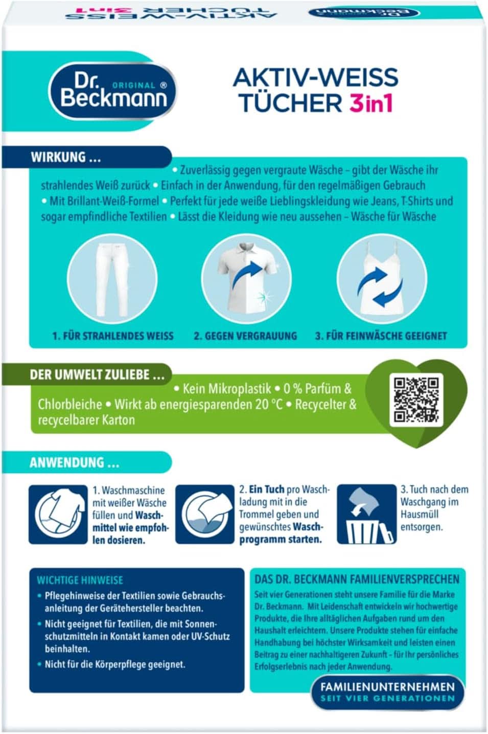 Dr. Beckmann Festservietter, Active-White, 15 servietter Tøjvaskemidler Naty Shop