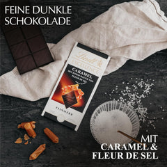 Lindt EXCELLENCE Karamel og havsalt - mørk chokolade | Bar 100g | Med karamel og havsalt (Fleur de Sel) | Intens kakaosmag | Mørk Chokolade
