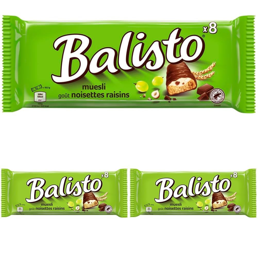Balisto Chokoladepakke Bulk, Yoberry, korn & Yoghurt Chokoladebarer, 8 x 18,5 g, Chokolade, Müslibarer, Chokolade Bulk Pack (148g)