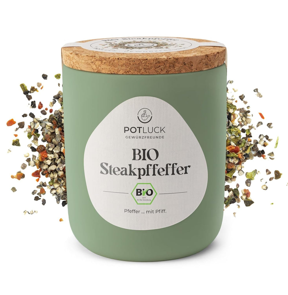 Potluck | Bio Sizilianisches Zitronensalz | Gewürzsalz für Fisch, Meeresfrüchte, Gemüse, Salate und Dressings | 140g im Keramiktopf