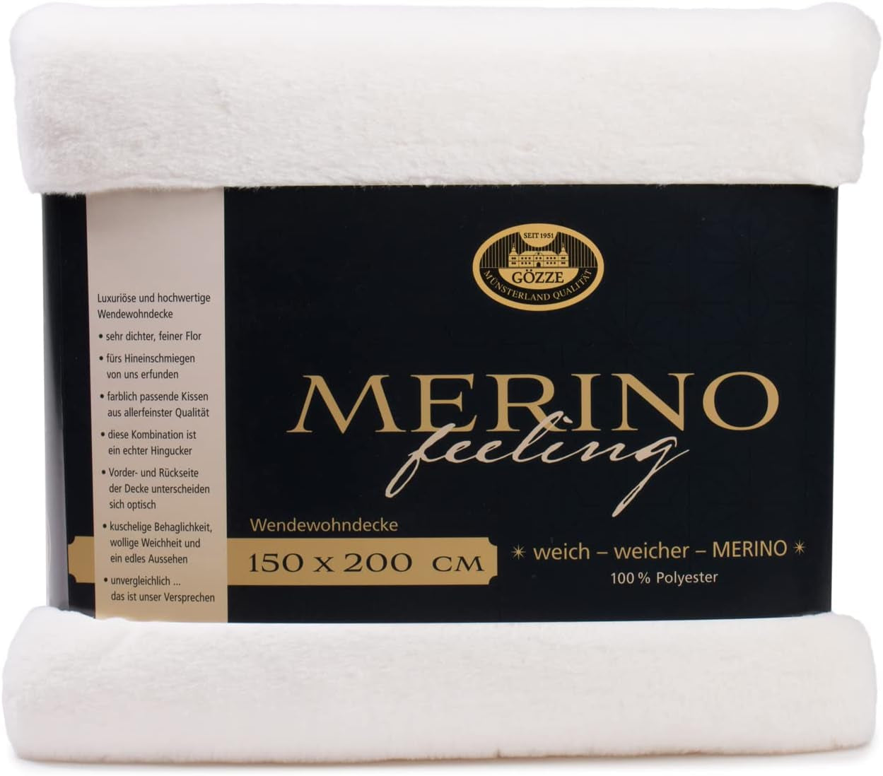 Gözze - Komfortabelt tæppe, vendbart, høj densitet 600 G/M², 150 X 200 Cm - Mørkegrønne senge og tæpper Besuche den Gözze-Store Hvid Uld 150 X 200 Cm