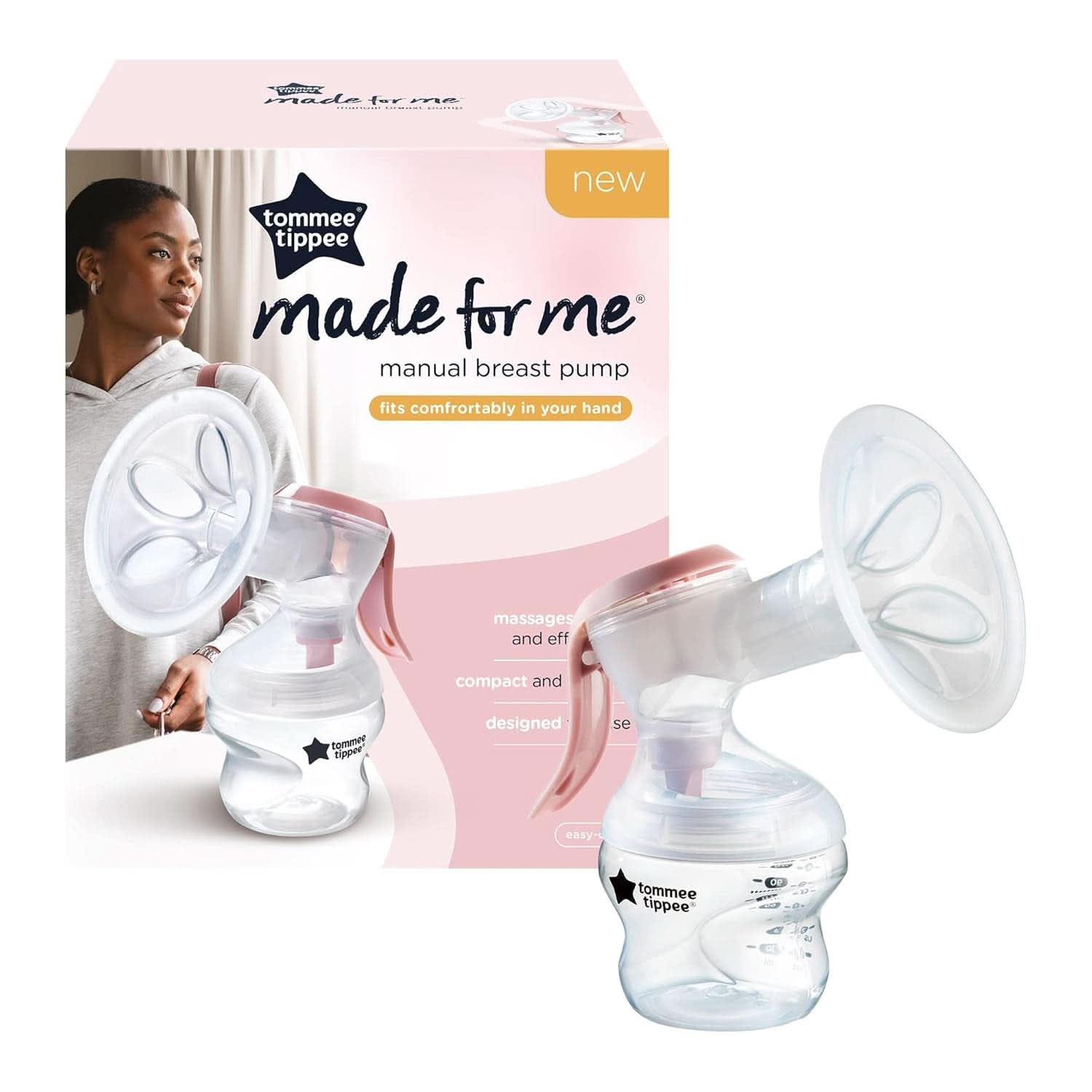 Tommee Tippee Made for Me Manuelle Einzel-Milchpumpe, Starke Saugkraft, Ergonomischer Griff, Tragbare Und Leise Milchpumpe, Samt Babyflasche Accessories Mad og Amning Bebe Naty Shop
