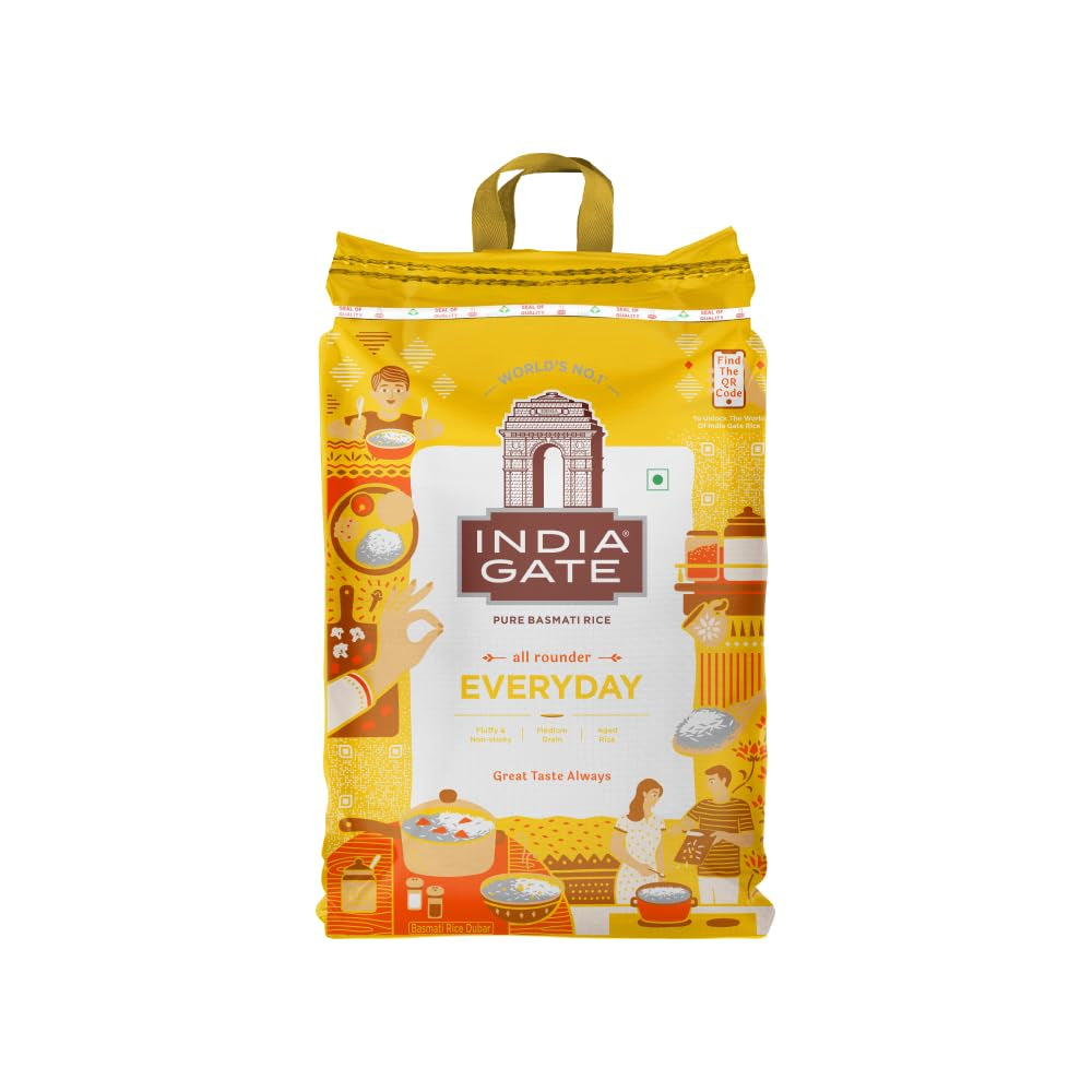 INDIA GATE Premium Basmatiris – Fin langkornet ris, aromatisk, fra Indien, fin langkornet (1 x 5 kg)