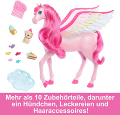 Barbie A Hidden Magic Pegasus - interaktivt legetøj med lys og lyde, 10 tilbehør, regnbuevinger, til børn fra 3 år, HLC41 Naty Shop Dolls
