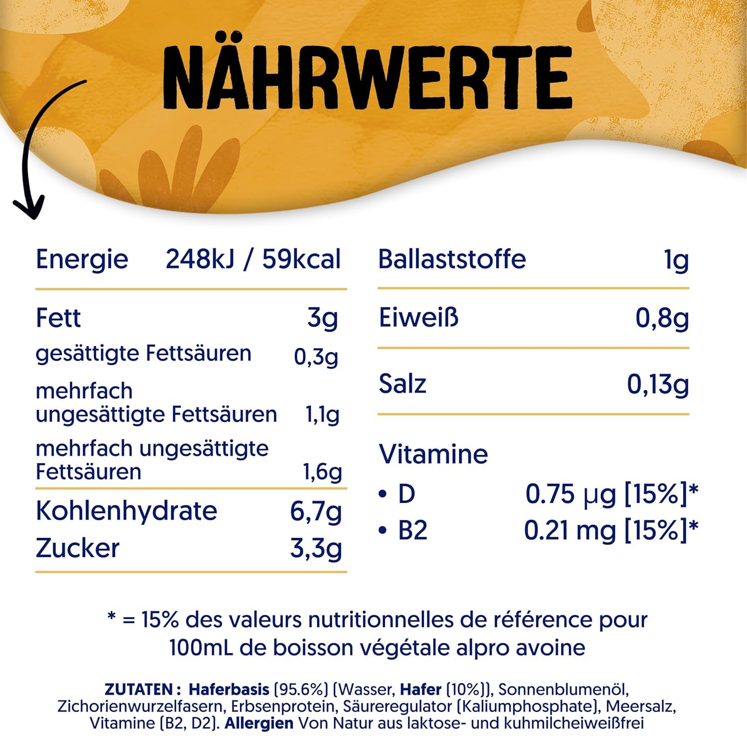 Alpro Barista Haferdrink – Zum Aufschäumen – Vegan und milchfrei – Von Natur aus lactosefrei – Rich an Ballaststoffen, Calcium og Vitaminen – 8 x 1 L – Haltbar