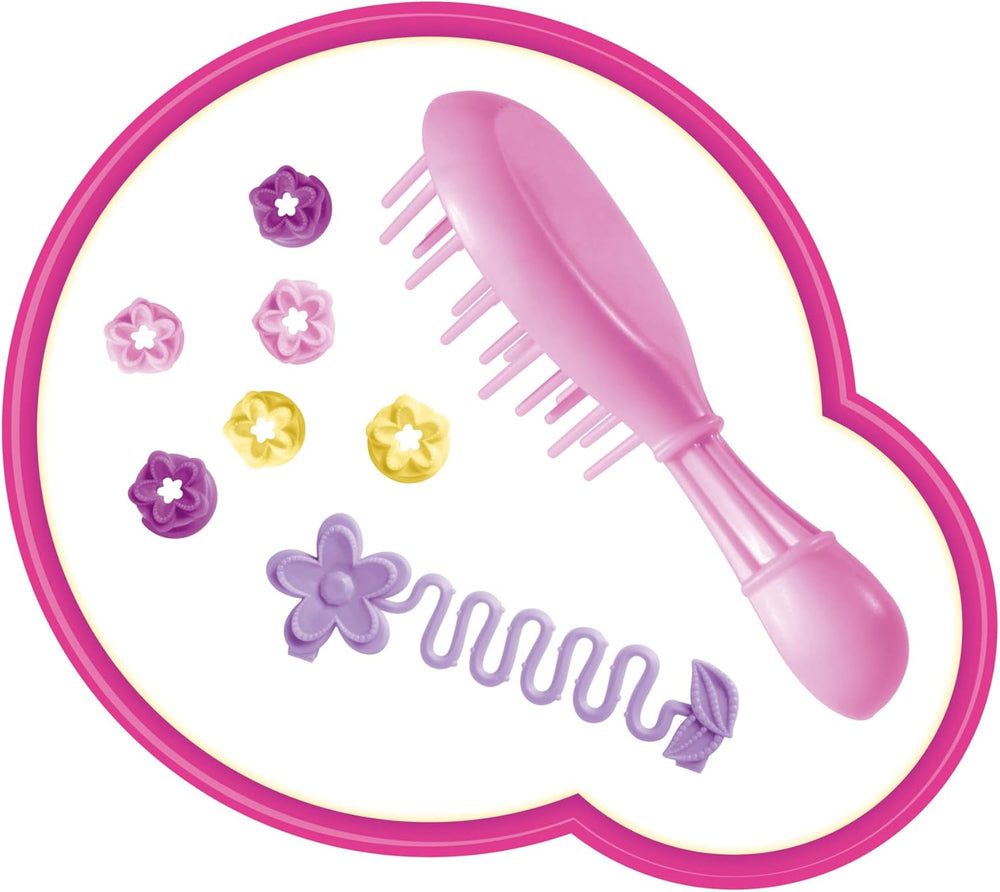 Simba 105733640 - Steffi Love Flower Hair, păpușă cu păr extra lung, include 6 agrafe, accesoriu pentru împletituri și pieptene, 29 cm, vârste 3+