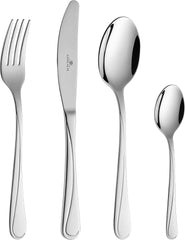 Gerlach Mango Besteck-Set 6 Personen Spülmaschinenfest Essbesteck Edelstahl Elegantes Besteck Messer Gabel Löffel Teelöffel Tafelbesteck Rostfrei 24 Stk, Silberglänzend Bucatarie Naty Shop Silberglänzend 48 El. Schachtel